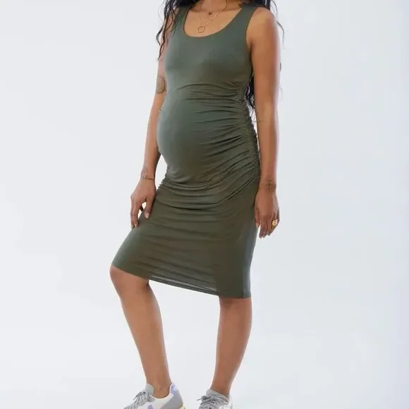 Isabel Maternity by Ingrid & Isabel | Dresses | Isabel Maternity  Themasterpiece Ruched Olive Green Tank Dress M | Poshmark